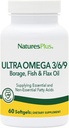 Natures Plus Ultra Omega 3 6 9-1200 mg, 60 Softgels - Borage Oil, Fish Oil, Flax Oil Supplement, Glutenvrij - 60 porties
