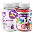 Enfants Magnésium 120 compte et Magnésium 60 compte Gummies Sans sucre - Supplément Magnésium Calme pour enfants, Magnésium sans sucre Chews Calme pour enfants et adultes
