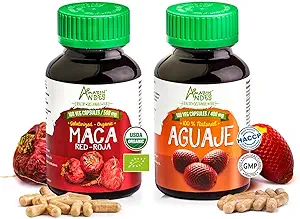Red Maca Root and Aguaje Capsules for Women l Organic Female Health Supplement l Strong Hormone Regulator Pack l   Andes