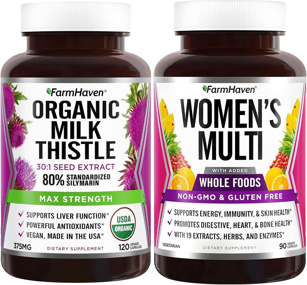 Farm Haven Capsules de chardon de lait et multivitamine pour les femmes