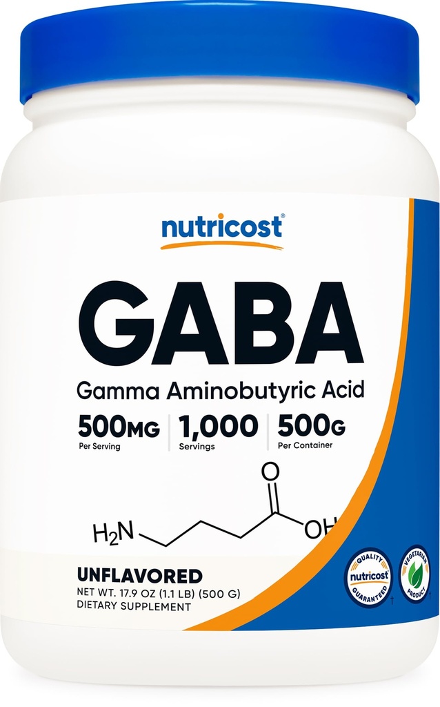 Nutricost Pure GABA 500G poeder (Gamma Aminoboterzuur) (500 Gram/1,1 pond)