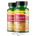 America Medic & Science Rapid-C 1000mg Vitamine C Supplément (2 Pack de 100 comprimés) Booster d'énergie, support quotidien du système immunitaire, antioxydants