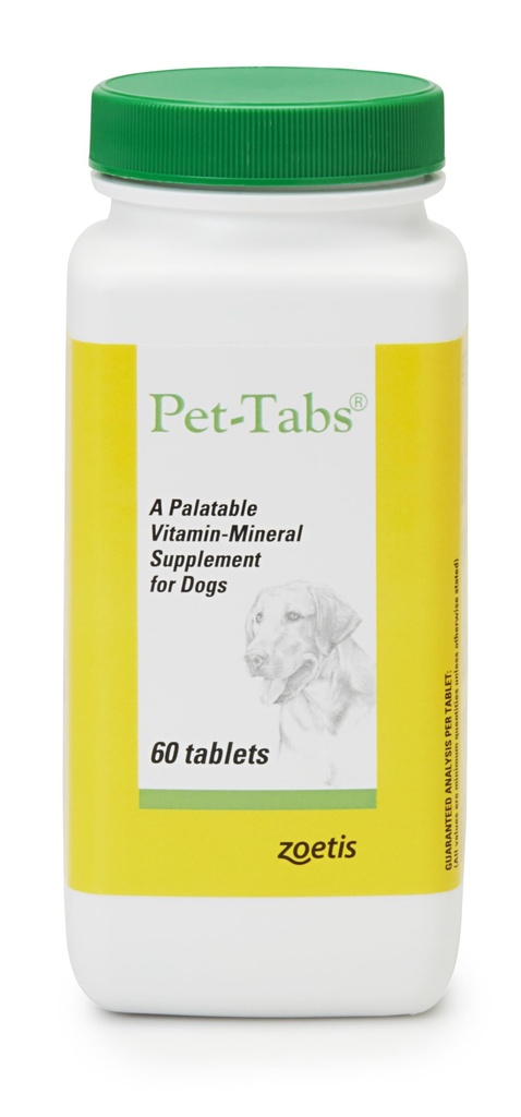 Pet-Tabs Multivitamine en Mineraal Supplement voor Honden, Kauwtablet, 60 Telfles