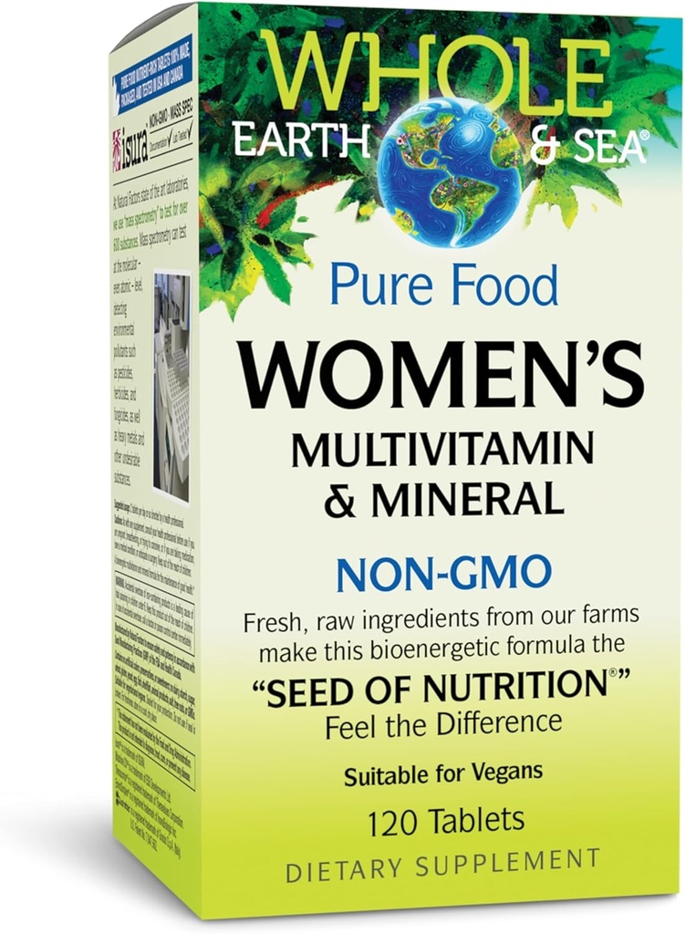 Natuurlijke factoren Whole Earth & Sea Vrouwen Multivitamine & Mineraal, Whole Food Supplement, Vegan, 120 tabletten