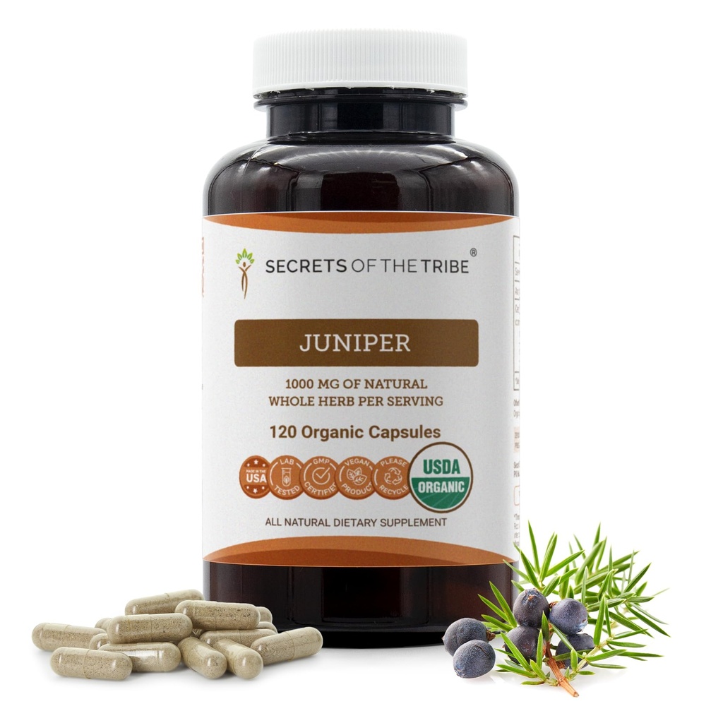 Secrets of the Tribe Juniper USDA Organic | Made with Vegetarian Capsules and Certified Organic Juniper (Juniperus communis) Dried Berry (120 Capsules)