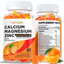 Calcium Magnésium Zinc Gommies pour Adulte: Biologique 1000mg Citrate de calcium supplément de magnésium avec D3 B12 - Supplément sans sucre haute absorption pour les femmes hommes (60 comte(paquet de 2))