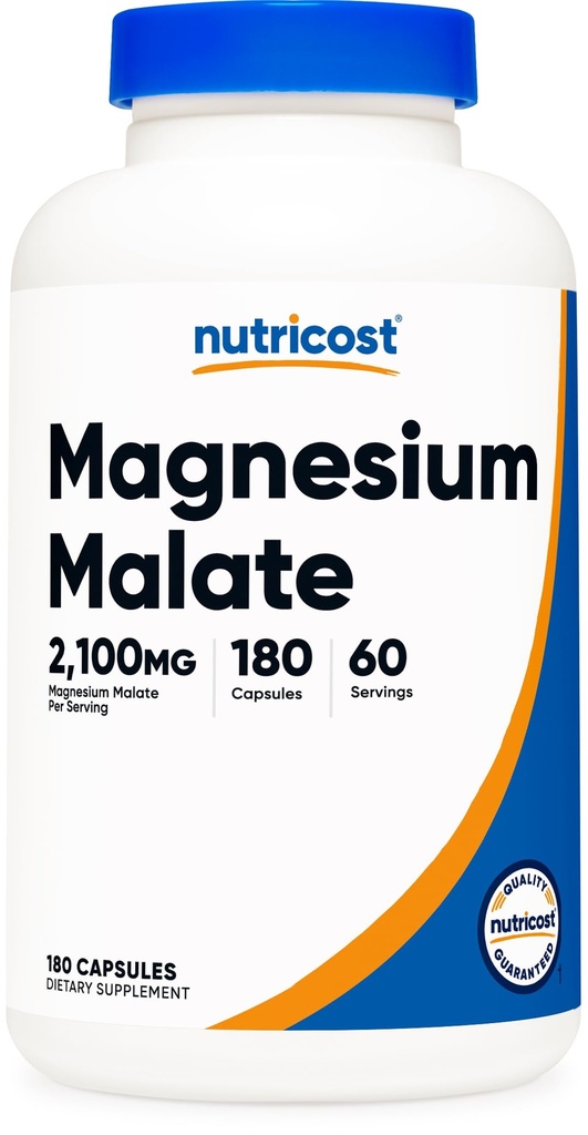 Nutricost Magnesium Malate 2100mg, 180 Capsules - Vegetarisch, Niet-GMO, Glutenvrij