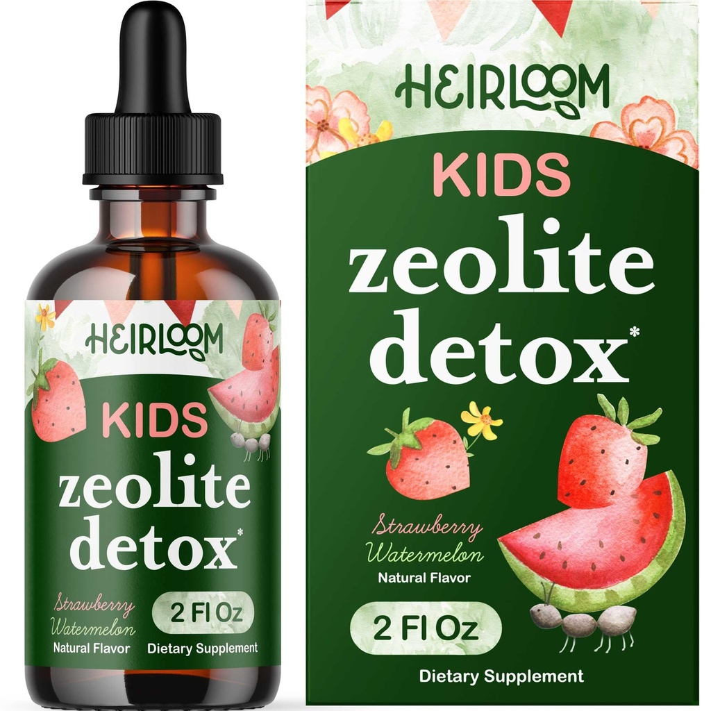 Zeoliet Detox voor kinderen Liquid Drops - Voorzichtige dagelijkse reiniging & spraakondersteuning met gemethyleerde B12 & vitamine D - Kids Clinoptiloliet Zeoliet Drops Detox Cleanse Supplement 2oz
