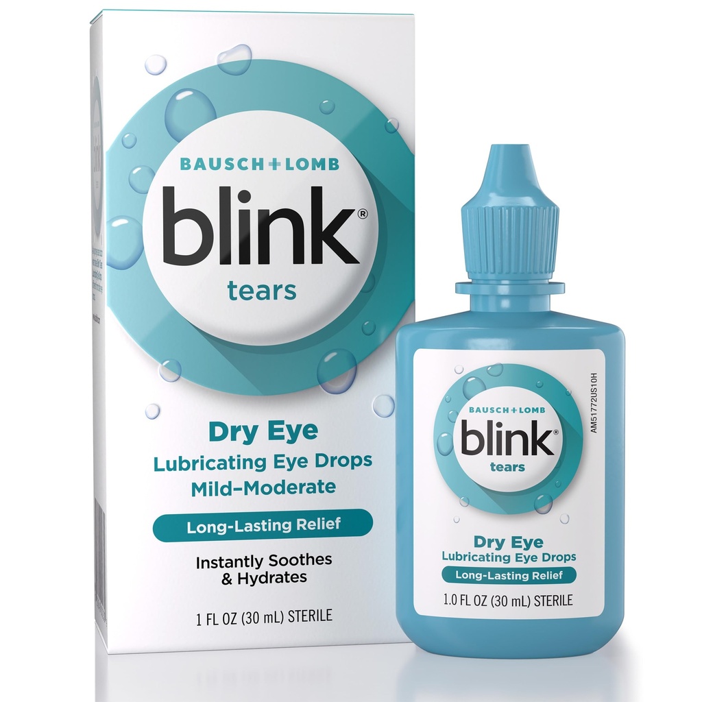 BLINK Tears Smeert oogdruppels, vochtinbrengende en verzachtende voor milde tot matige droge ogen, met Hyaluronaat, vermindert ongemak, langdurige hydratatie, kalmeren en vochtinbrengen, 1 Fl Oz