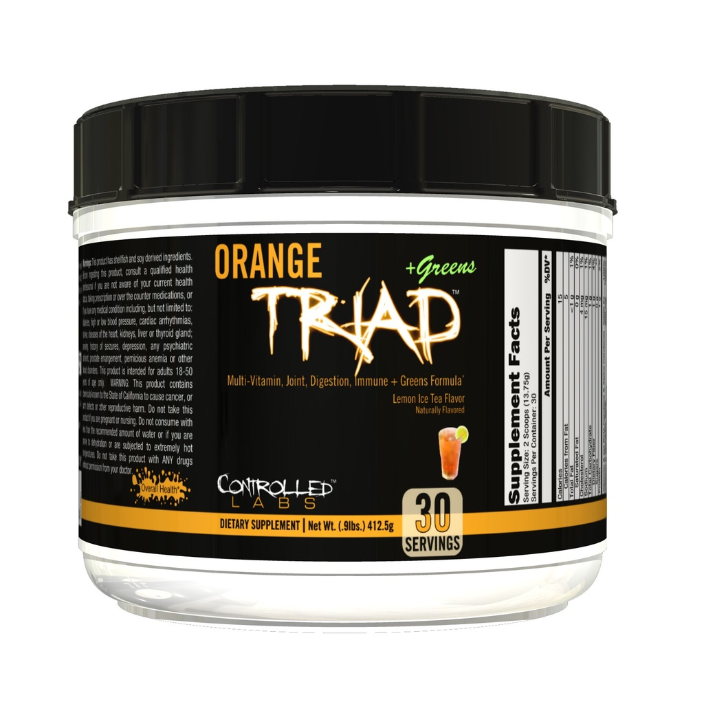 GECONTROLEERDE LABS Oranje Triade Plus Groenen voor mannen en vrouwen, 30 Serven Iron Free Sport Supplement voor de algemene gezondheid, multivitamine, spijsvertering, immuunsysteem, en gezamenlijke gezondheid