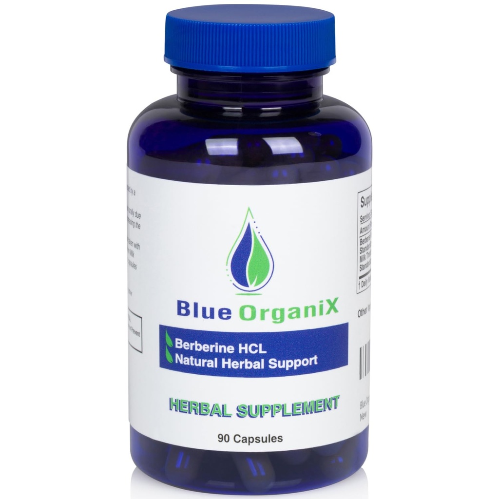 Berberine met melkdistel 500mg Formula HCL Complex Supplement met Silymarin voor betere absorptie, 90 Vegetarische Capsules, 1 Fles, algemene gezondheidsondersteuning