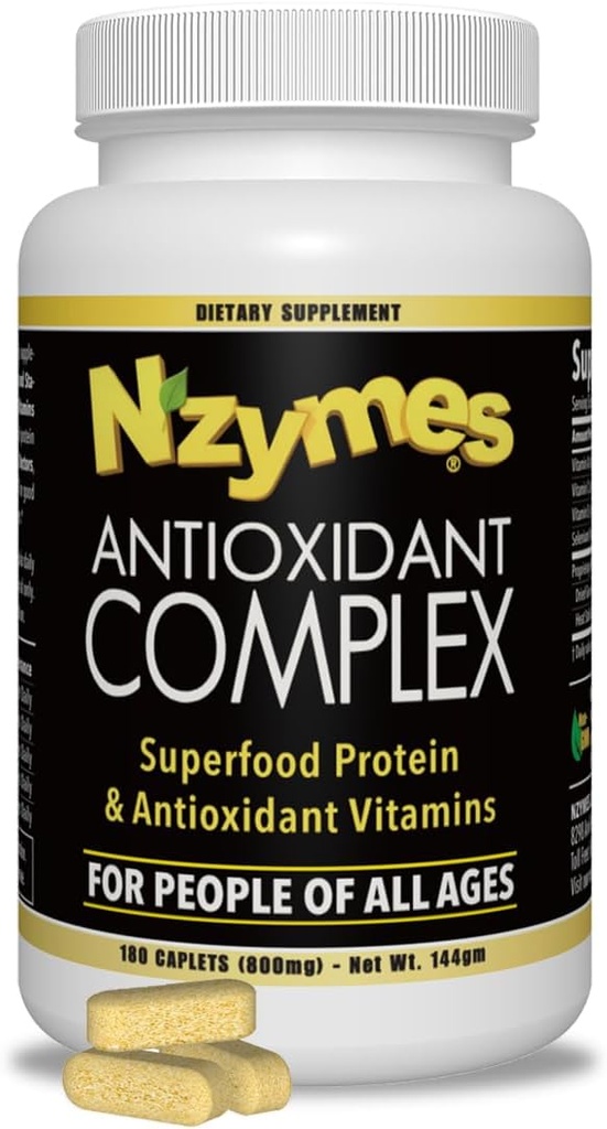 Nzymes® Antioxidant Complex for People. Krachtig Antioxidant Supplement, Vitamine C, Vitamine E, Vitamine A, Selenium, Live Sprouted Enzymes. 180 Graaf - Made in The USA
