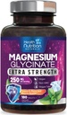 Magnesium Glycinate 250mg - 100% chelated Magnesium voor Max Absorptie - Slaapondersteuning, Spier, Zenuwen, Bone & Heart Health Support, Best Mag Supplement, Vegan Non-GMO, 3rd Party Tested - 180 Tablets