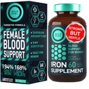 Supplément en fer pour les femmes atteintes d'acide folique - 35 mg de sulfate ferreux de construction de sang, acide folique 400 mcg - Pilules de fer pour les femmes atteintes d'anémie et soutien à la grossesse - 60 comprimés de vitamine de fer végétalien sans gluten