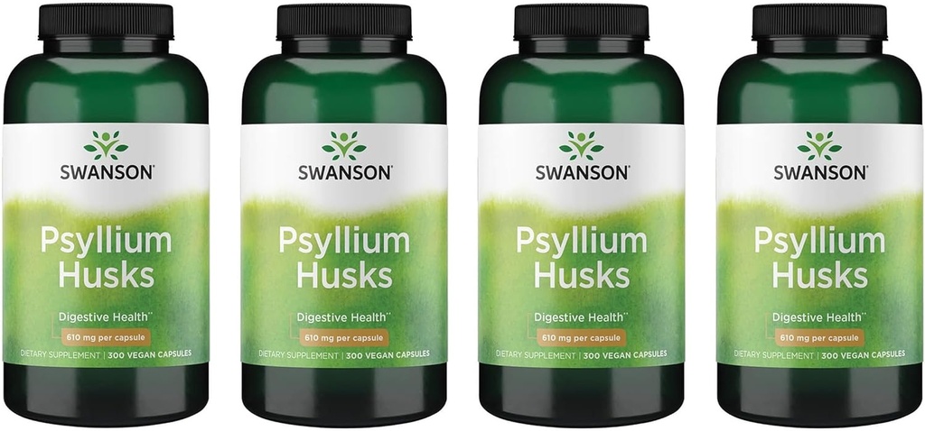 Swanson Psyllium Husk Dietary Fiber Supplement 610 mg 300 capsules - (4 verpakkingen)