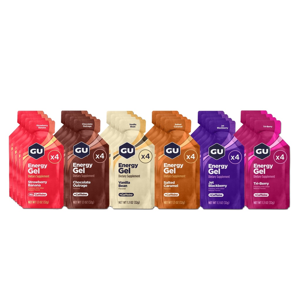GU Energy Original Sports Nutrition Energy Gel, Vegan, Glutenvrij, Kosher en Dairy-Free On-the-Go Energie voor elke workout, 24-Count, diverse smaken