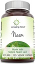 Inde incroyable Neem (Made with Natural Neem Leaf) Supplément: 500 mg 120 Capsules de légumes (Mg) Non-OGM (Made with Natural Neem Leaf)
