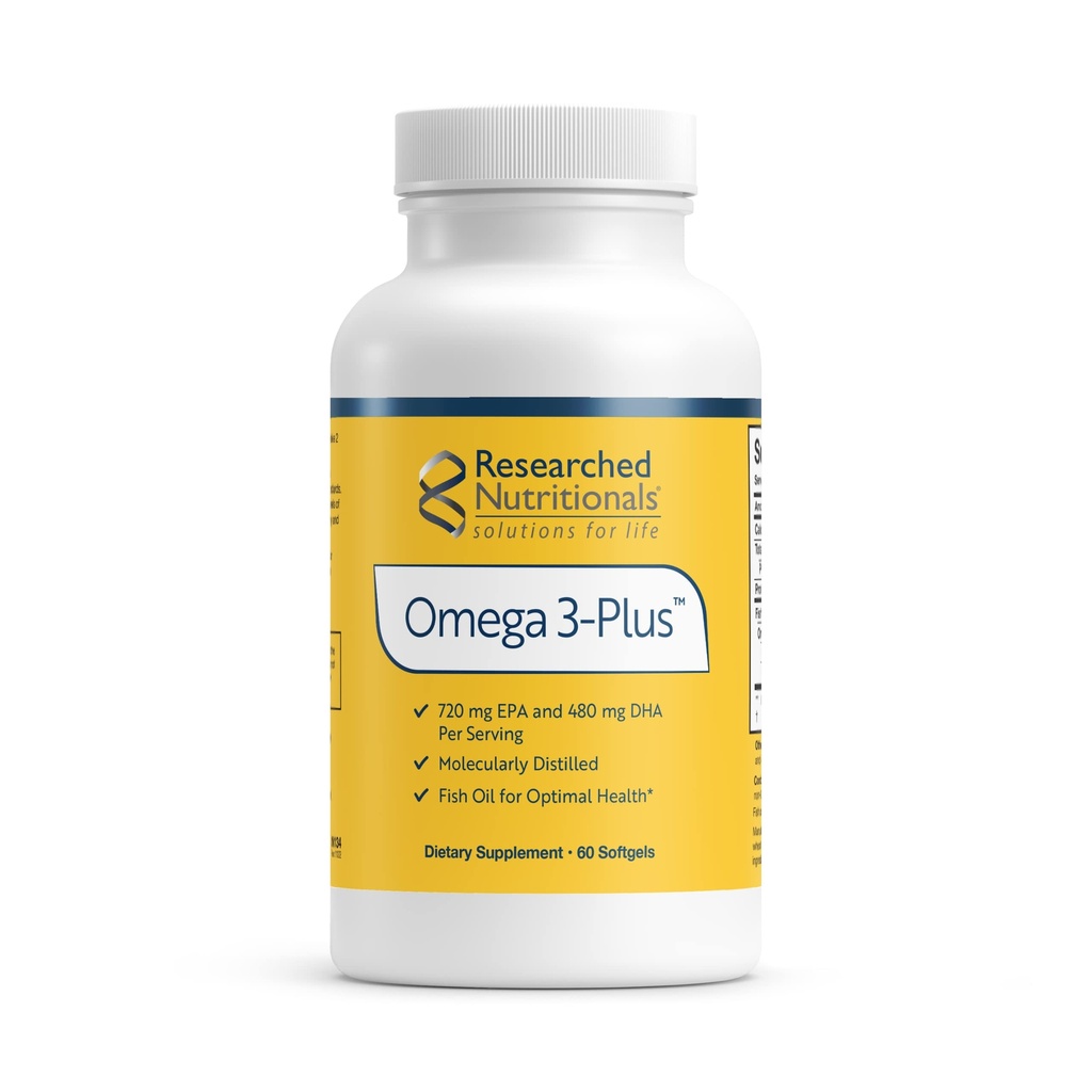 Onderzoek naar voedingssupplementen Omega-3 Plus Visolie - EPA DHA Omega 3 Supplement ter ondersteuning van cardiovasculaire en hersengezondheid - Moleculair gedistilleerd voor zuiverheid en veiligheid (60 Softgels)