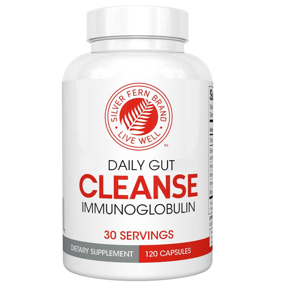 Silver Fern Cleanse - Daily Gut - 1 Bottle - 120 Capsules - 30 Day Supply - Immunoglobuline G, A & M -(IgG, IGA, IgM) - Postbiotica