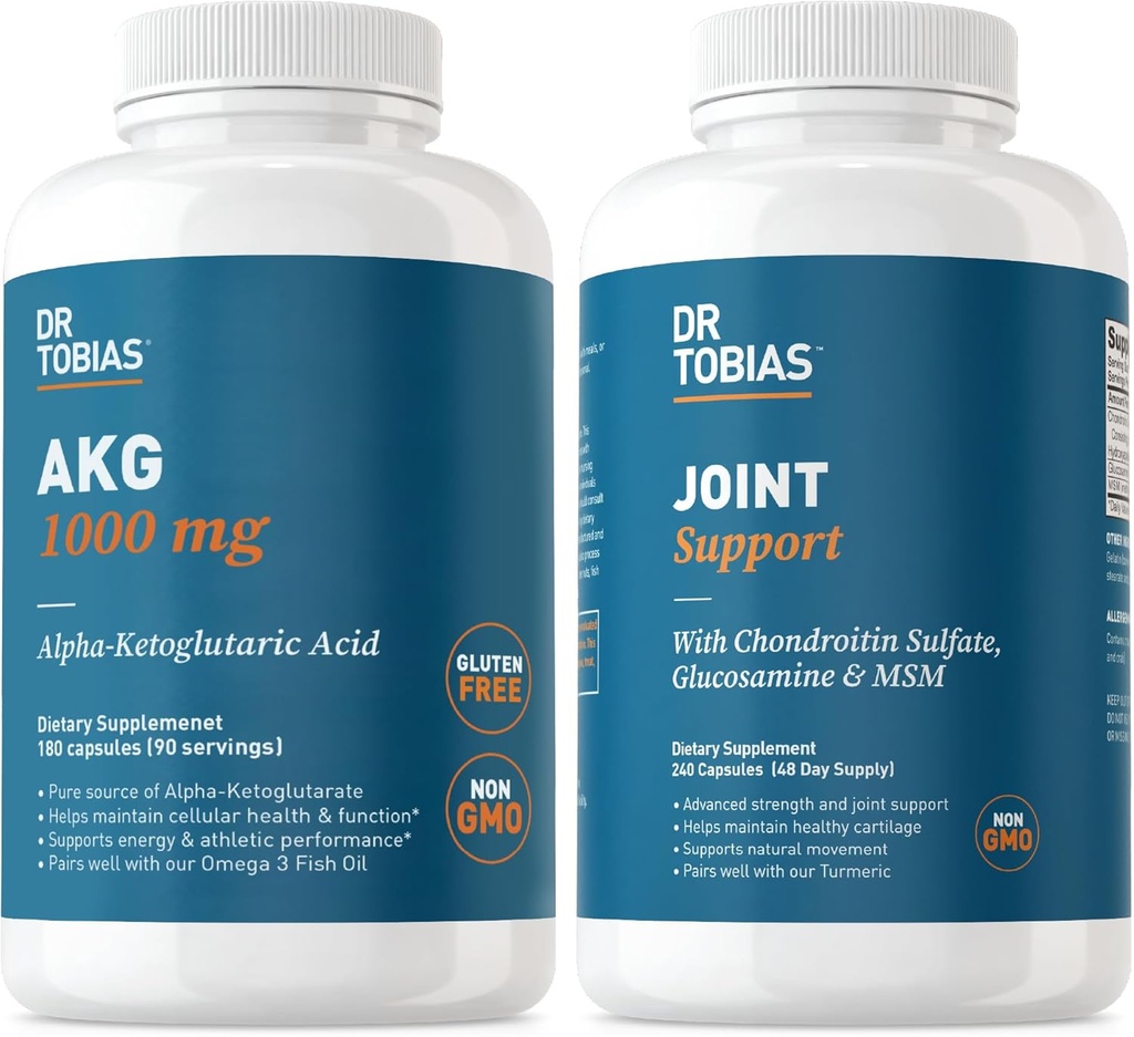 Dr. Tobias AKG Supplement & Gezamenlijke Ondersteuning Supplement - Ondersteunt energie, spieren, cartilage & gezamenlijke gezondheid, niet-GMO