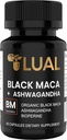 LUAL 30.000mg 30x Sterkte Biologische Zwarte Maca Root met Ashwagandha - Hoogste Potentie Zwarte Maca Root Capsules voor mannen - 100% Pure Maca Peruana Powder Biologische, Gelatiniseerd, Niet-GMO - 60 Pillen