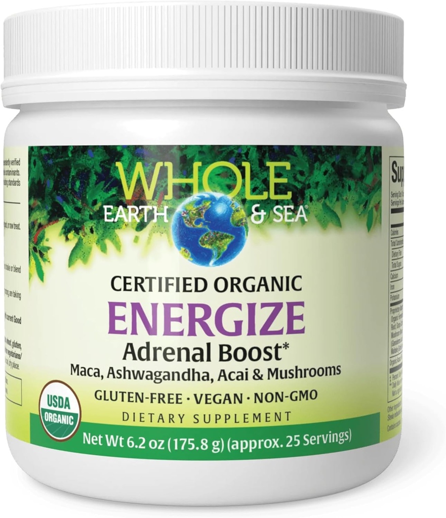 Whole Earth & Sea from Natural Factors, Energize Adrenal Boost with Maca Root, Ashwagandha & More 6.2 oz Powder