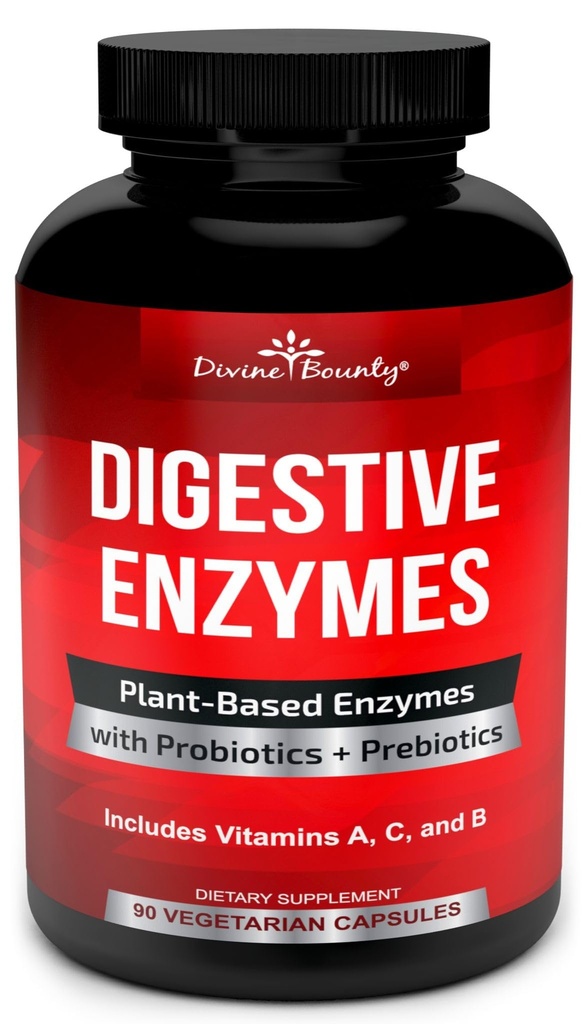 Goddelijke Bounty Digestieve Enzymen met Probiotica & Prebiotica met Lipase, Amylase, Bromelaine - Ondersteuning van een gezonde spijsverteringstrek voor mannen en vrouwen 90 Vegetarische capsules