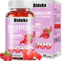 900mg Magnesium Complex 65 Raspberry Gummies, Suikervrij Magnesium Glycinate & L-Threonate Kaliumsupplement met vitamine D, B6, CoQ10 voor ontspanning