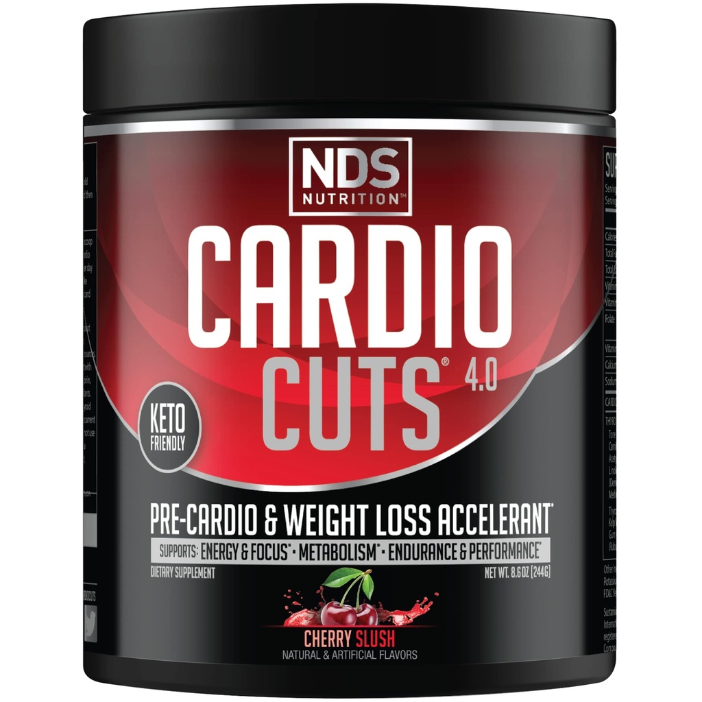 NDS Nutrition 4.0 Pre Workout Supplement - Geavanceerde gewichtsverlies en precardio Formule met L-Carnitine, CLA, MCTs, L-Glutamine, en Saffloerolie - Cherry Slush (40 Servers)
