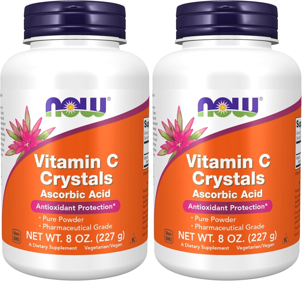 NOW Supplementen, Vitamine Kristallen (Ascorbinezuur) Poeder, Antioxidant Bescherming*, 8-Ounce (Pack of 2)
