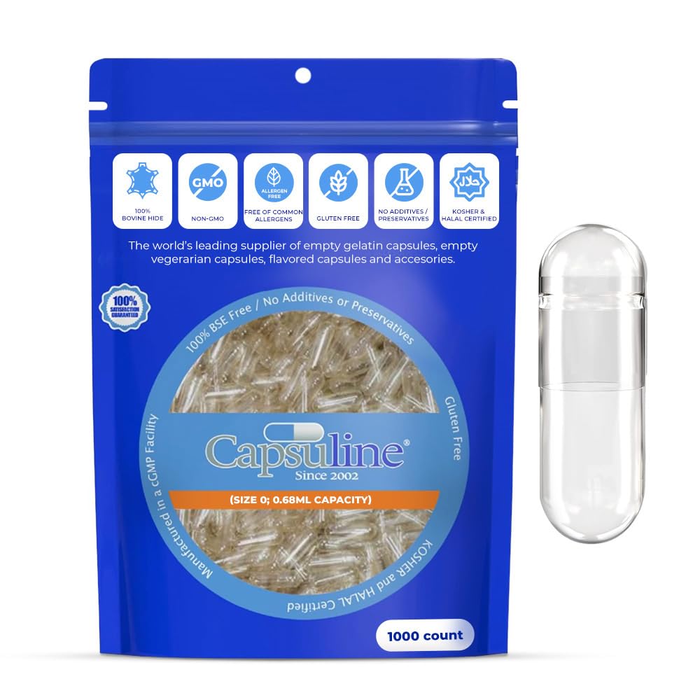 Capsulin Maat 0 Lege capsules, Helder - 1000 Tellen 