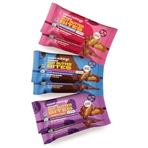 Sweet Nothings, Variety Pack: Chocolade, Apple Cinnamon, en havermout Raisin, USDA Organic Nut Butter Bites Proteïne 6-2 Bite Value Packs (2 van elke smaak) - Geen toegevoegde suiker