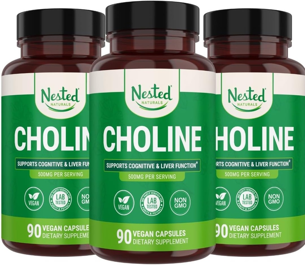 Nested Naturals Choline Bitrartrate 500mg High Potency Choline Supplementen 