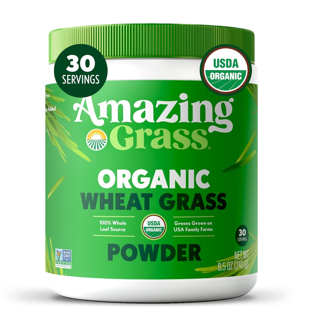 Verbazingwekkend gras Tarwegras poeder: 100% Whole-Leaf Tarwegras poeder voor energie, Detox & Immunity Support, Chlorofyl Het verstrekken van groen, 30 porties