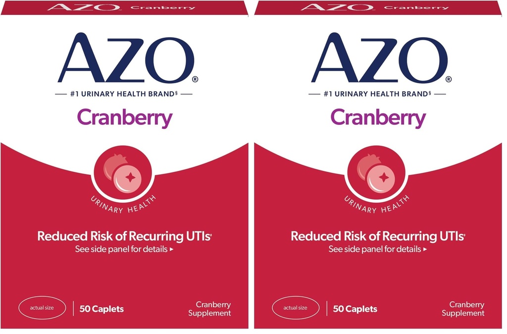 AZO Cranberry Urinary Tract Health Supplement, 1 Serven: 1 Glas van Cranberry Juice, Suikervrije Cranberry Pillen, 50 Tellen (Pack of 2)