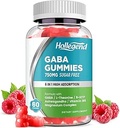 Gommies GABA, Gommies anti-stress sans sucre pour adultes, supplément de GABA L-théanine à haute puissance avec Magnésium, Ashwagandha, 5-HTP et vitamine B6 pour la santé Zzz & Cerveau, Vegan, 60