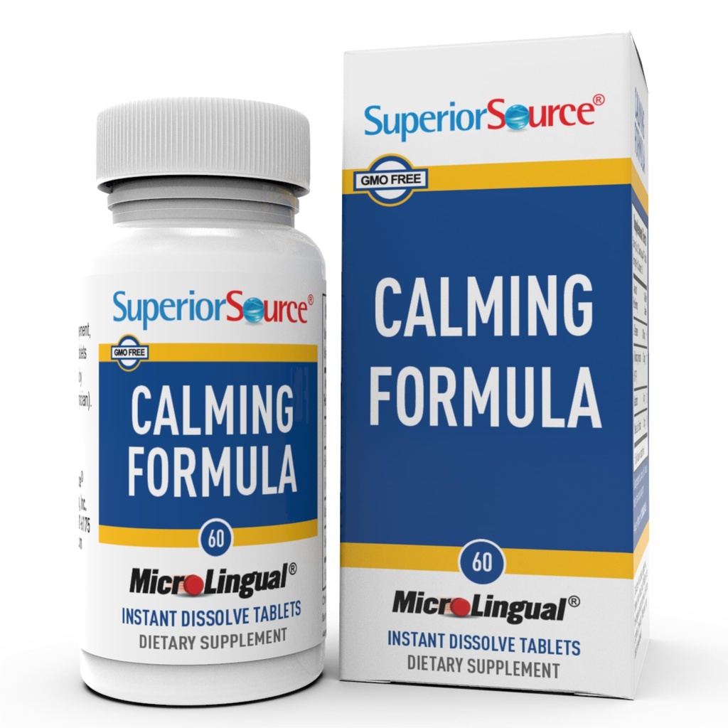 Source supérieure Formule calmante, L-Theanine, Melatonine, sous la langue Dissolve rapide MicroLingual Comprimés, 60 Ct, 5-HTP pour la conversion améliorée de la sérotonine, le soutien du sommeil, non-OGM