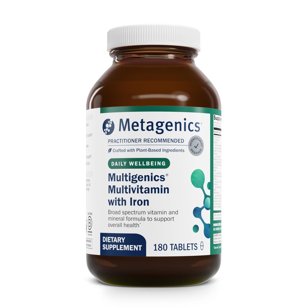 Metagenics Multigenetics Multivitamine met ijzer - Fast-Release Multivitamine & Multimineral Tablet - for Bone Health, Homocysteïne Metabolisme & Antioxidant Support* - Non-GMO & Gluten Free - 180 Tablets