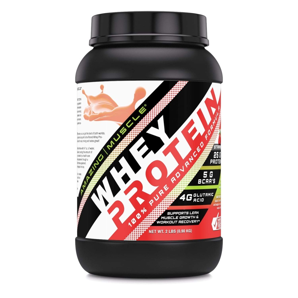 Geweldige spier 100% Wei Proteïnepoeder *Geavanceerde formule met Wei Proteïne Isolaat als primaire Ingrediënt Samen met Ultra Gefilterd Wei Proteïne Concentraat (Strawberry, 2 lb)