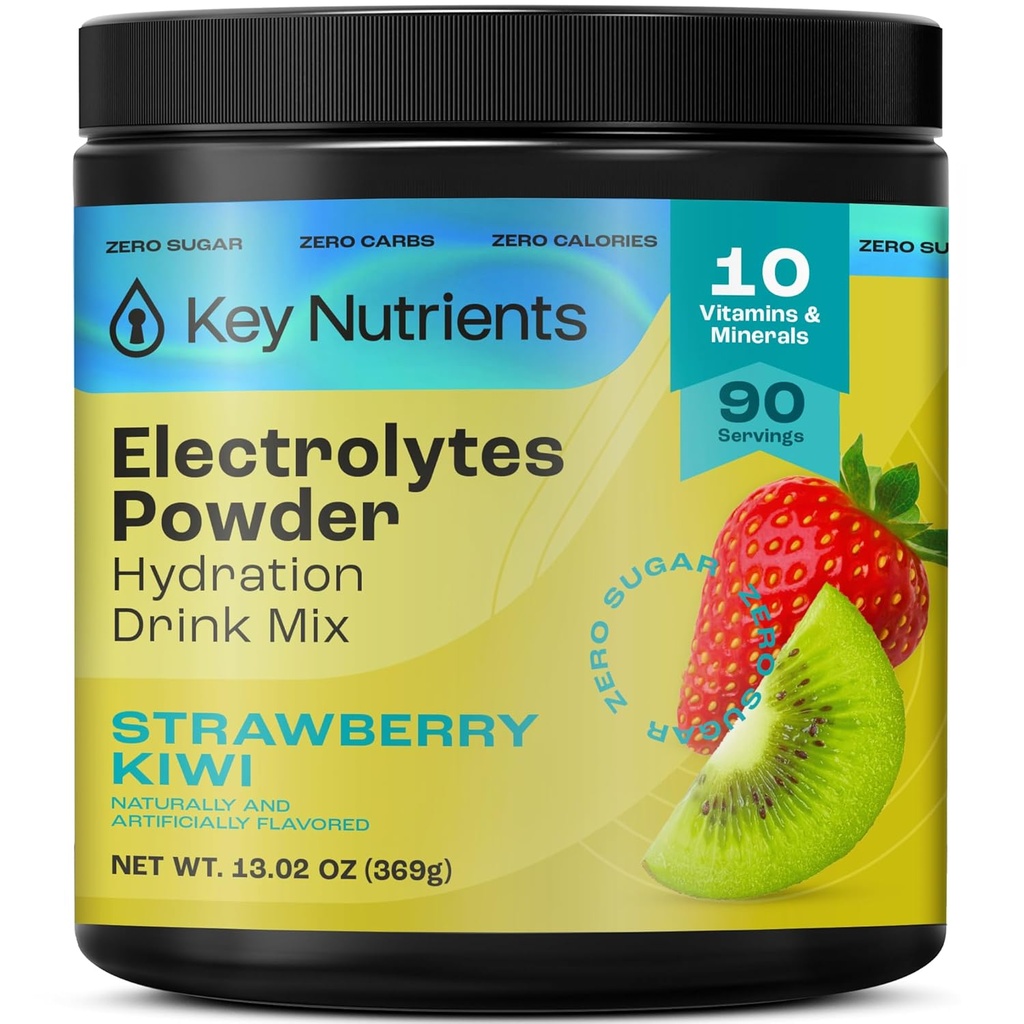 KERNENTEN Multivitamine Elektrolyten Poeder Geen Suiker - Sappige Aardbei Kiwi Electrolyte Poeder - Endurance & Energy Supplement - Hydration Powder - No Calories - 90 Servers - Made in USA
