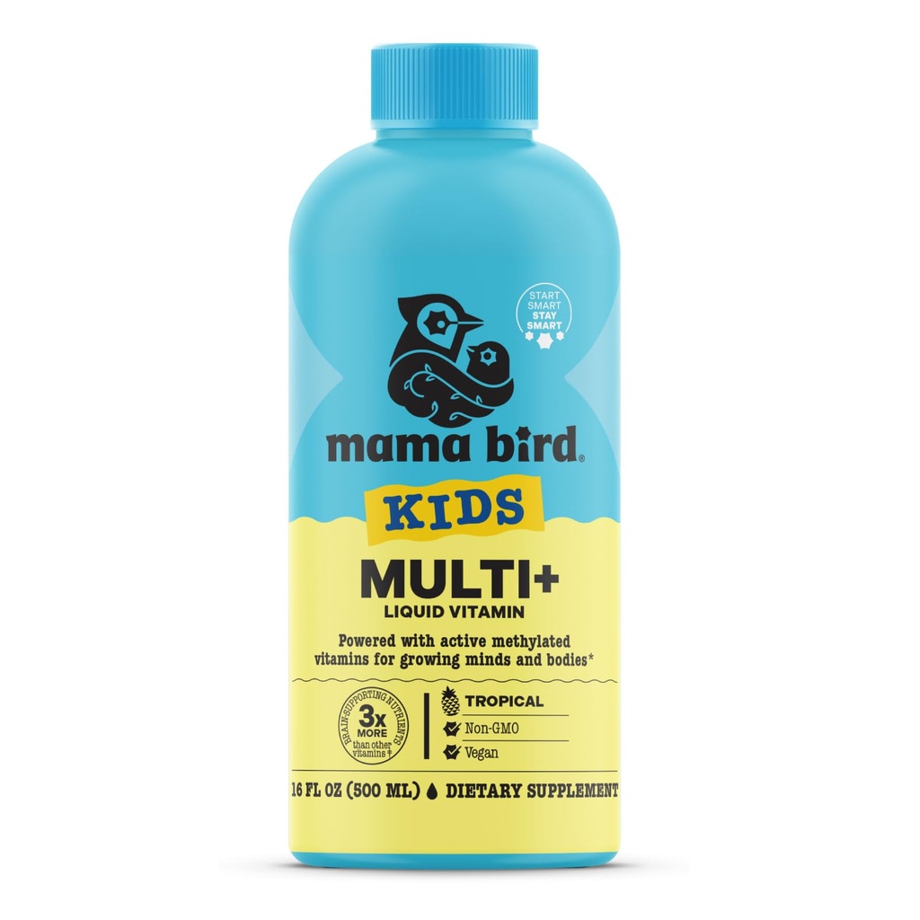 Best Nest Wellness Kids Multi Plus - Brain Health Support Supplement voor kinderen - vloeibare multivitamine met gemethyleerde vitamines - voedingssupplement Aids Immune Health - Tropische smaak, 16 fl oz