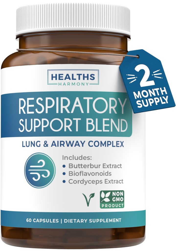 Respiratory Lung Health Supplement - Verkwikkende Long Support Supplement Helpt ondersteuning Clear Airways Slijm Verwijdering en Seizoensgebonden of het jaar Ronde Detox - Vegan Herbal Non-GMO Formule (2 maanden aanbod)