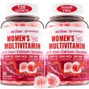 (2 Pack) Sugar Free Methylated Multivitamin for Women Gummies with Calcium, D3 K2, Inositol, Folate, Biotin, Iron, Vitamin A, C, E, B Complex - Multi Vitamins & Minerals - Energy, Immune, Bone - Vegan