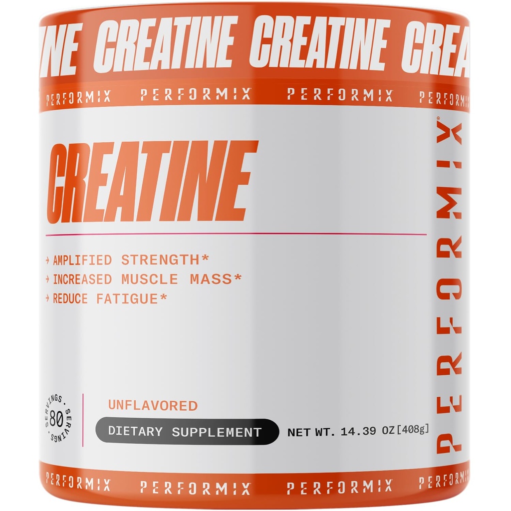 PERFORMIX - Monohydrate de créatine - 5000 mg par portion (5g) - Pré-entraînement - Augmenter la masse musculaire, améliorer la force et réduire la fatigue - Poudre monohydratée de créatine - Non aromatisée - 80 portions - 400g