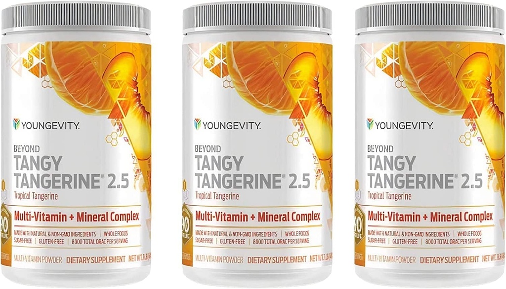 Youngevity Beyond Tangy Tangerine 2.5 Tropical Tangerine Ultimate Multi-Vitamin & Mineral Complex - Made With Natural & Whole Foods | 8,000 ORAC (3)