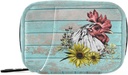 Pill Box Houten haan Zonnebloem pil Box 7 Dag pil geval tas reis pil Organisator tas met rits draagbare wekelijkse geval Compacte grootte voor vitamine supplement houder