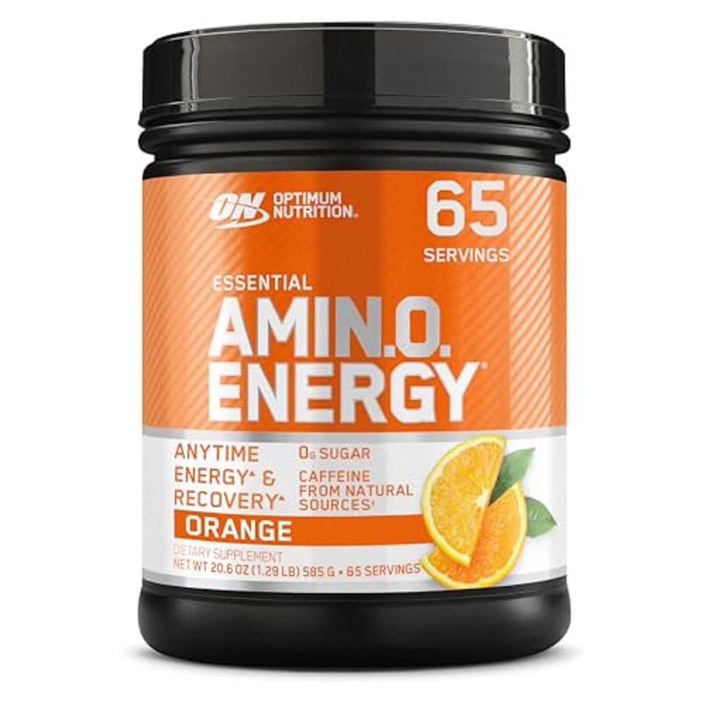 Optimale voeding Amino Energy - Pre-workout met groene thee, BCAA, Aminozuren, Keto vriendelijk, Green Coffee Extract, Energiepoeder - Oranje Koeler, 65 Servers (Verpakking mei Vary)