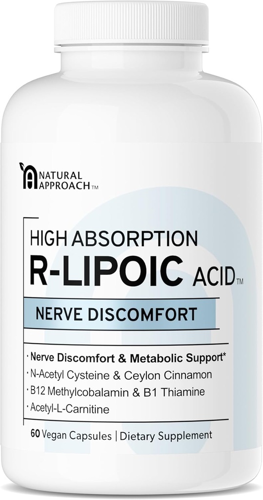 High ABSORPION R-LIPOIC Acid - Ondersteunt zenuwgezondheid - Tingelende vingers, handen, tenen en voeten - Ondersteunt gezonde veroudering, cardiovasculaire gezondheid en algemeen welzijn* - 60 Vegan Capsules
