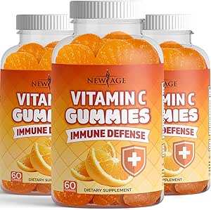 NIEUWE AGE Vitamine C Gummies Oranje Vitamine C Gummy - Ondersteunt gezond immuunsysteem - Vegetarisch zonder gluten (180 Gummies)