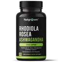 Rhodiola Rosea avec des capsules d'extrait de racine d'Ashwagandha - Standardisé à 3 % de Rosavins et 1 % de Salidroside - 120 Nombre